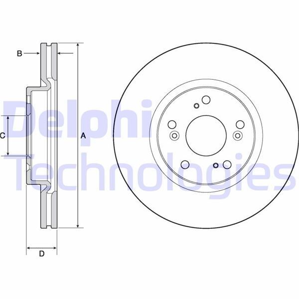 ÖN FREN DİSKİ (ÇİFTLİ PAKET) - BOYALI HONDA CİVİC IX (FK) EURO BUİLD 02/12> - OEM: 45251TV2E02-45251TV2E01-45251TV2E00 - DELPHI
