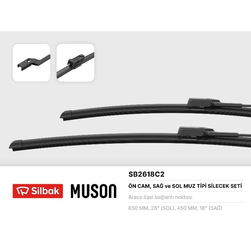 SILECEK SUPURGESI ON TAKIM 650 / 450 MM - GOLF7-A3-PASSAT (13-) - SILBAK - OEM: 5G1998002