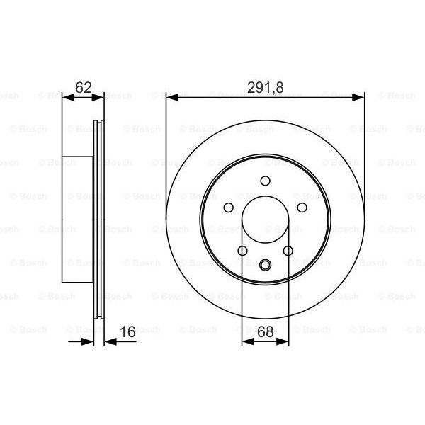 FREN DISKI ARKA - NISSAN LEAF (ELECTRIC) (10-) - BOSCH - OEM: 43206 8H702