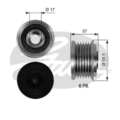 ALTERNATÖR KASNAĞI (RULMANLI) MERCEDES C200-C220-CLC200-CLC220-E200-E220-E270-E280-E320-E320 - OEM: A6461500260 - GATES