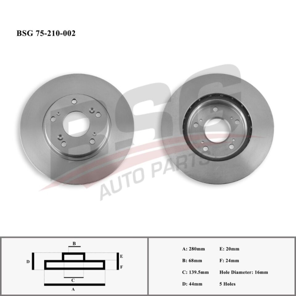 FREN DISKI ON 280MM(5 BIJON):ADET FIYATIDIR(KUTU ICI 2ADET) - FLUENCE/MEGAN III/LAGUN III/SCENIC III/DUSTER/EXPRES YM (07-) - BSG - OEM: 402060010R