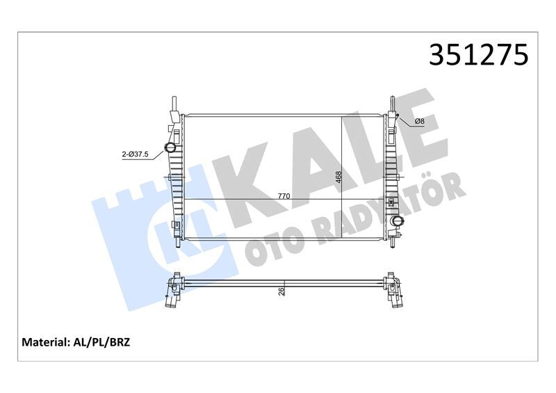 RADYATÖR TRANSIT 3.2 TDCI 06-> - OEM: 8C168005AC - KALE OTO RADYATÖR