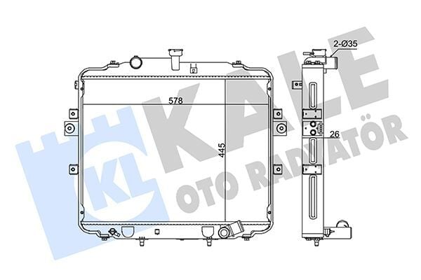 SU RADYATORU M/T 447X584X26 - H100 KMY (2004-) - KALE - OEM: 253104F210