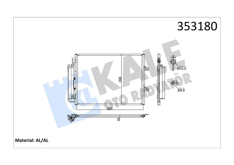 KLIMA RADYATORU KURUTUCU ILE [BRAZING AL/AL] [500X396X16 - TWINGO II (07-) - KALE - OEM: 8200448252
