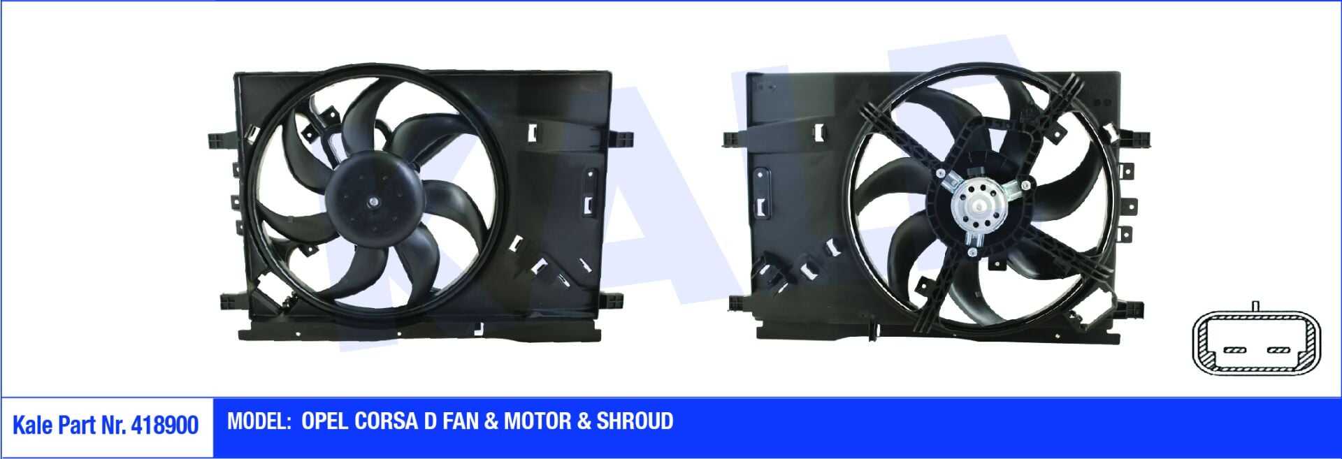 FAN MOTORU DAVLUMBAZLI 390MM - CORSA D (07-09) - KALE - OEM: 1341393 1341392