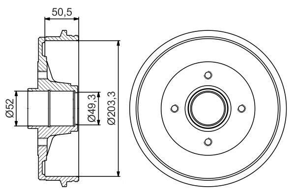 FREN KAMPANASI - [203.3 / 50.5 MM] - OEM: 432009941R - BOSCH