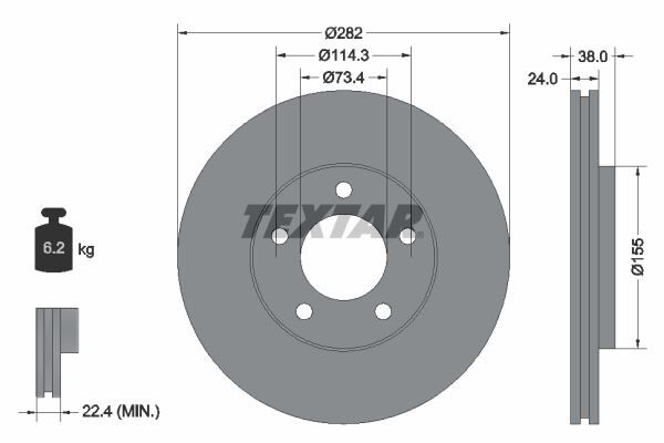 FREN DISKI ON - CHREYSLER VOYAGER I-II (87-) - TEXTAR - OEM: 4423368