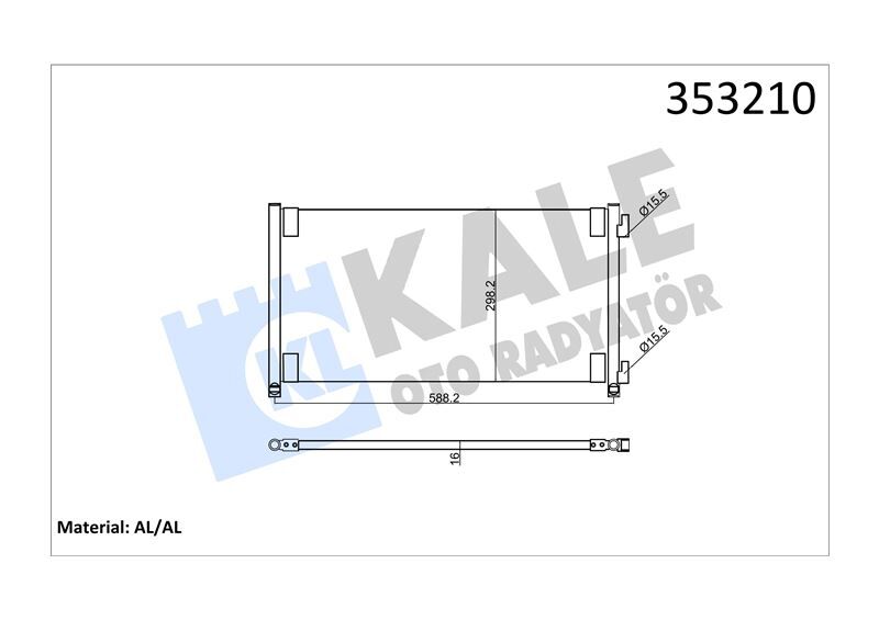 KLIMA RADYATORU ( KURUTUCUSUZ) BRAZING - FIAT PUNTO (99-) - KALE - OEM: 46745054
