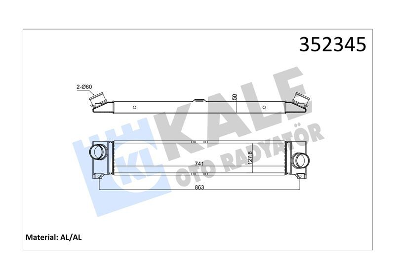 TURBO RADYATORU (INTERCOOLER) ( FIAT : DUCATO / PEUGEOT : BOXER / CITROEN : JUMPER 2.2-2.3-3.0D 06=> ) - OEM: 96624 - KALE OTO RADYATÖR