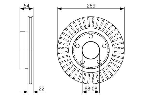 FREN DİSKİ. ARKA. [268.8 MM / 22-2 MM] HAVA KANALLI. YÜKSEK KARBON ALAŞIMLI - OEM: 4B3615601 - BOSCH