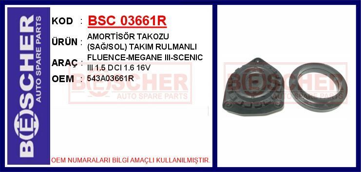 ON AMORTISOR TABLA RULMAN TAKIMI ( RENAULT : FLUENCE ) - OEM: 543200001R - BESCHER