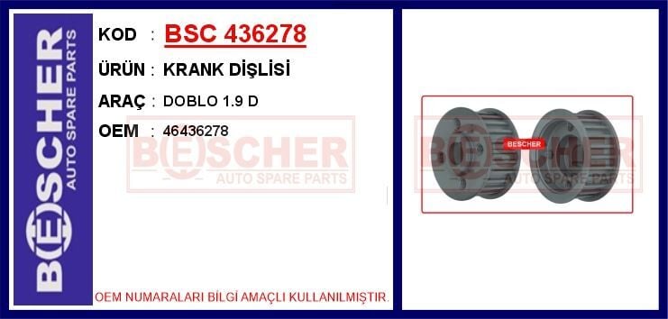 KRANK DISLISI ( FIAT : DOBLO 1.9D ) - OEM: 46436278 - BESCHER