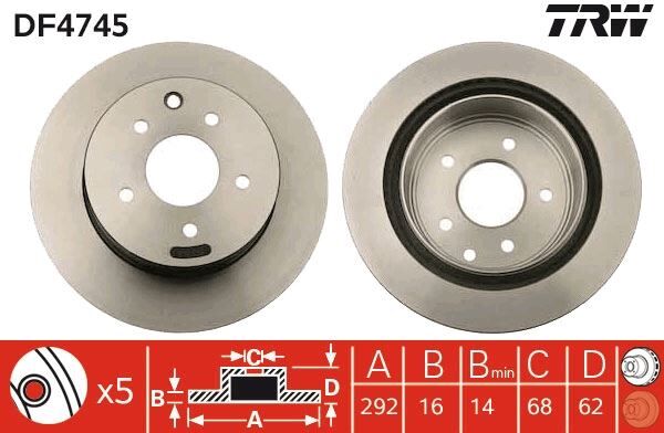 FREN DISKI ARKA . - XTRAIL (T30, T31) : QASHQAI+2 (JJ10) 08-13 (01-06) - TRW - OEM: 43206-8H701