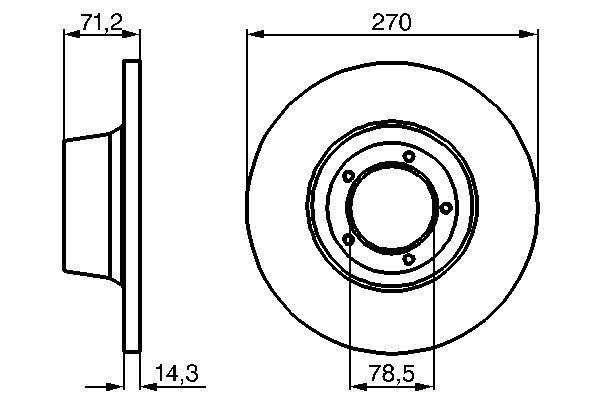 FREN DİSKİ. ARKA. [270 / 14.3-12.9 MM] - OEM: 1117075 - BOSCH