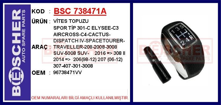 VITES TOPUZU ( PEUGEOT : P301 / CITROEN : C ELYSEE - OEM: 96738471VV - BESCHER