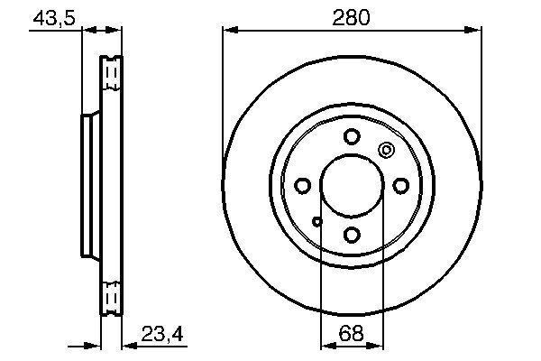 FREN DİSKİ. ÖN. [280 / 23.5-21.5 MM]. HAVA KANALLI - OEM: 8970709 - BOSCH