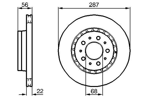 FREN DİSKİ. ÖN. [287 / 22-20 MM]. HAVA KANALLI - OEM: 1359908 - BOSCH