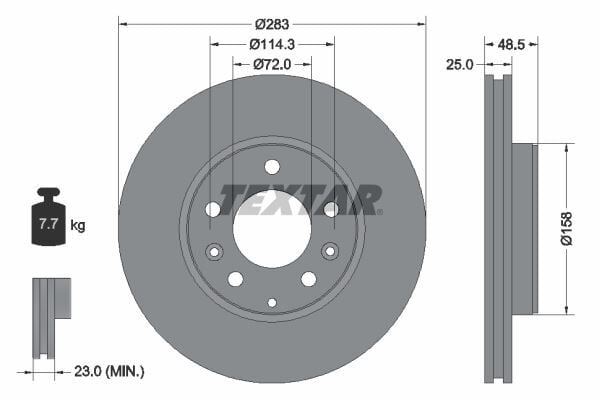 FREN DISKI ON - MAZDA 6 (GG) (02-07) - TEXTAR - OEM: G26Y-33-25XA