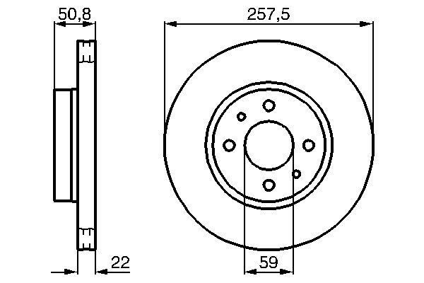 FREN DİSKİ. ARKA. [257.5 / 22-20.1 MM]. HAVA KANALLI. YÜKSEK KARBON ALAŞIMLI - OEM: 0000046445005 - BOSCH