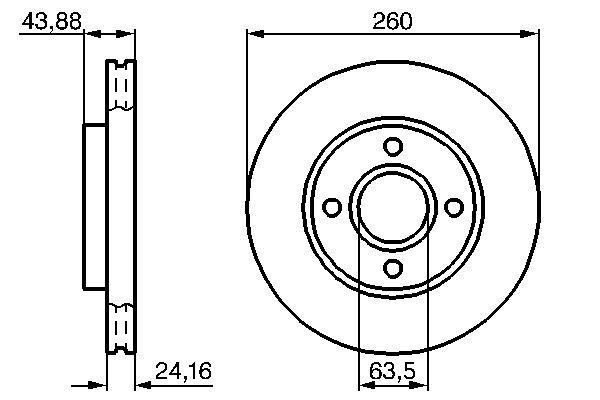 FREN DİSKİ. ÖN. [260 /24.2-22.2 MM]. HAVA KANALLI - BOSCH