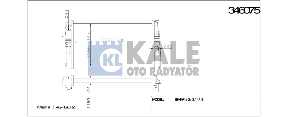 SU RADYATORU - F20-F20 LCI-F21-F21 LCI-F22-F30-F31-F34-F35-4F32-F33-F36 (10-17) - KALE - OEM: 17117600511