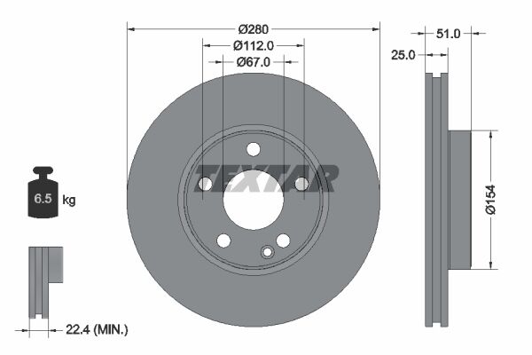 FREN DISKI ON - W117-246-176-242 (12-) - TEXTAR - OEM: A2464210012