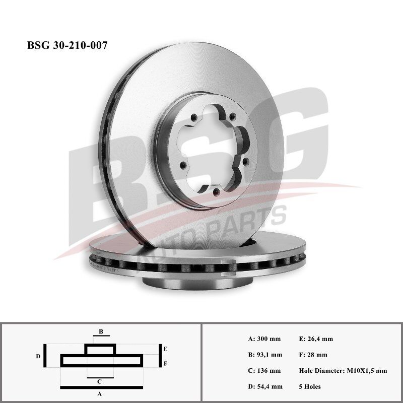 FREN DISKI ON ADET ARKADAN CEKER - TRANSIT V-347 (06-14) - BSG - OEM: 6C16 1125 AA