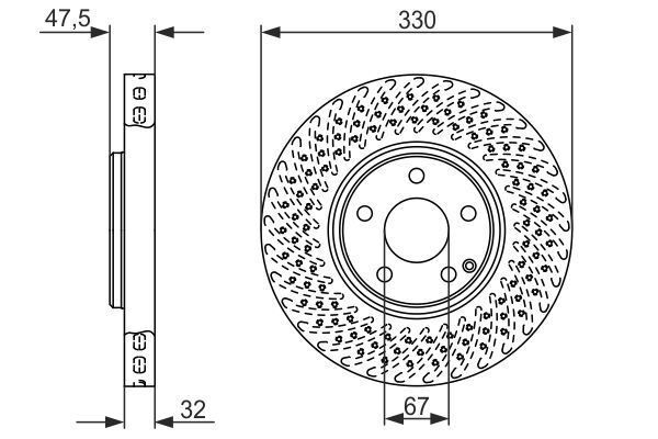 FREN DİSKİ. ÖN. [330 /32-29.4 MM]. HAVA KANALLI. DELİKLİ. KAPLAMALI. YÜKSEK KARBON ALAŞIMLI - OEM: A2204211812 - BOSCH