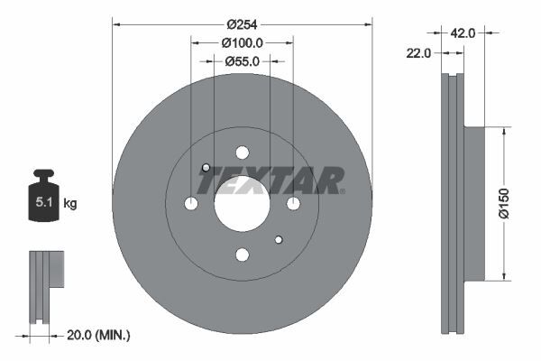 FREN DISKI ON - SIRION (06-) - TEXTAR - OEM: 43512B1030