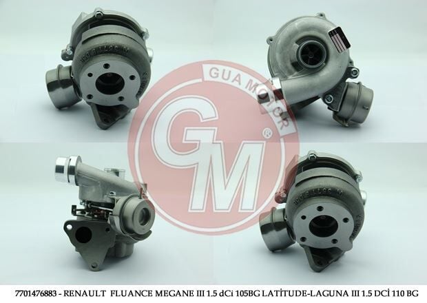 TURBO SARJ ( RENAULT : CLİO III / MEGANE II / MEGANE III 1.5 dCi 105 BG / LATİTUDE / LAGUNA III 1.5 DCİ 110 BG  ) - OEM: 7701476883 - GUA