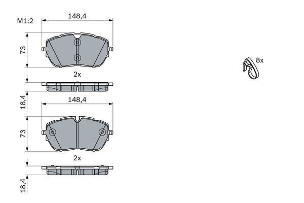 DİSK BALATA 308 1.2 THP 01.2014 - ; 308 1.2 THP 01.2018 - ; 308 1.2 THP 06.2017 - ; 308 1.2 THP SW 0 - OEM: PEU1612373080 - BOSCH