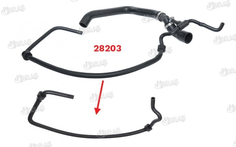 28203 RADYATÖR ÜST HORTUMUNUN -- İNCE UZUN HORTUMU -- VW LT35-VOLT 2.5 (N171) - OEM: 2D0122101A - İBRAŞ