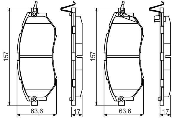 DİSK BALATA-ÖN-[WVA 24222]-[157.0X63.6X17.0 MM] - OEM: 26296AG000 - BOSCH