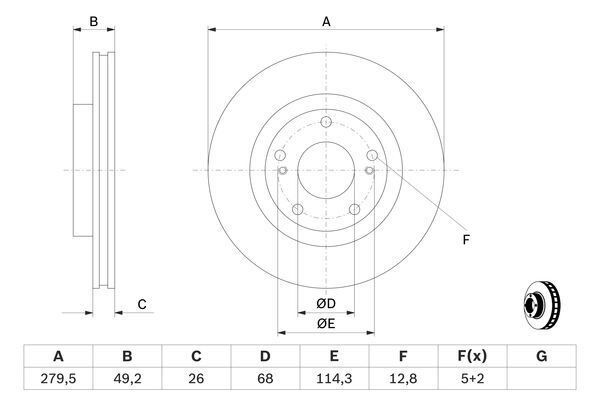 FREN DİSKİ. ÖN. [280 /26-24 MM]. HAVA KANALLI - OEM: 402062Y502 - BOSCH